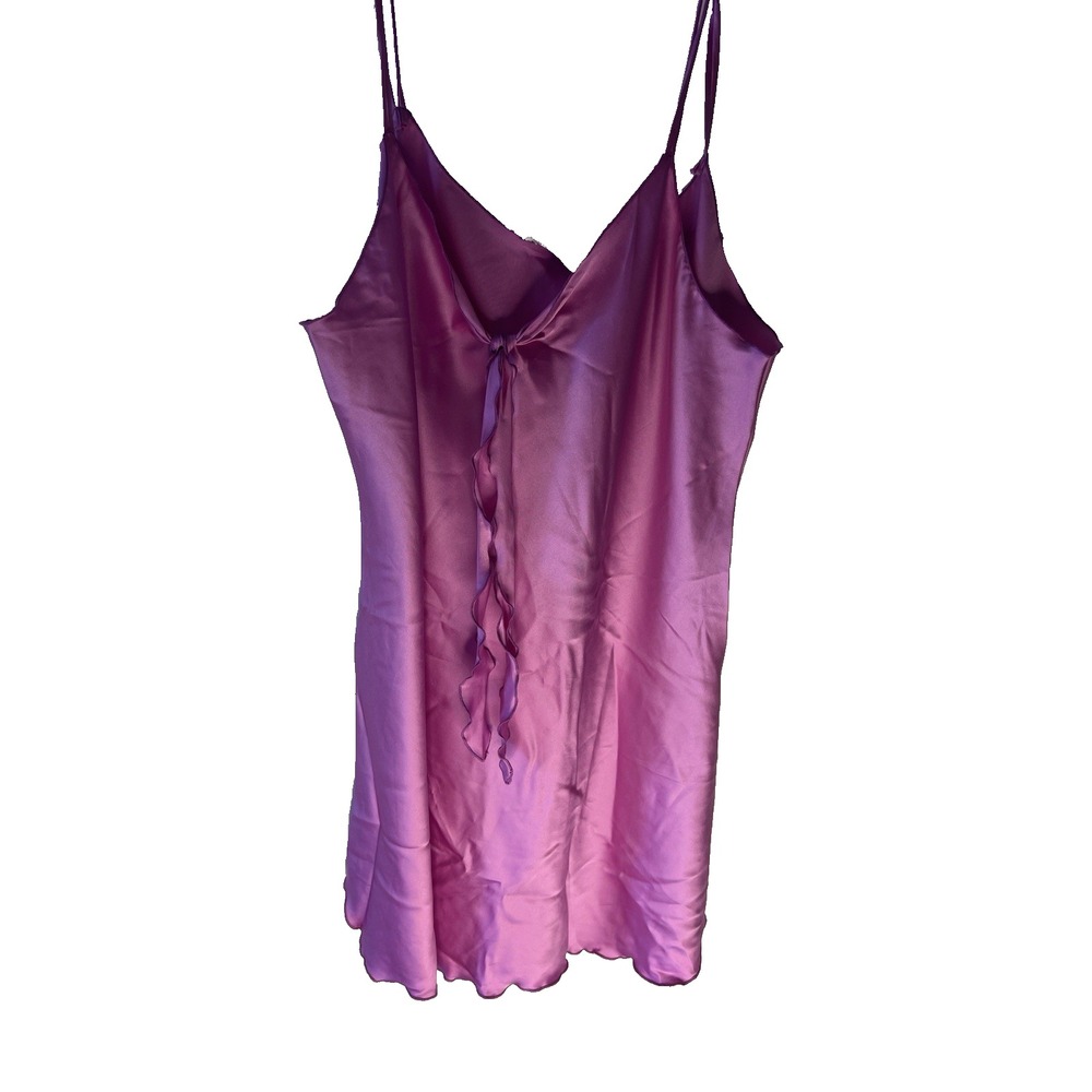 Vtg 70s Miss‎ Elaine Nightgown Pink Slip Dress Women L Union Made USA Coquette